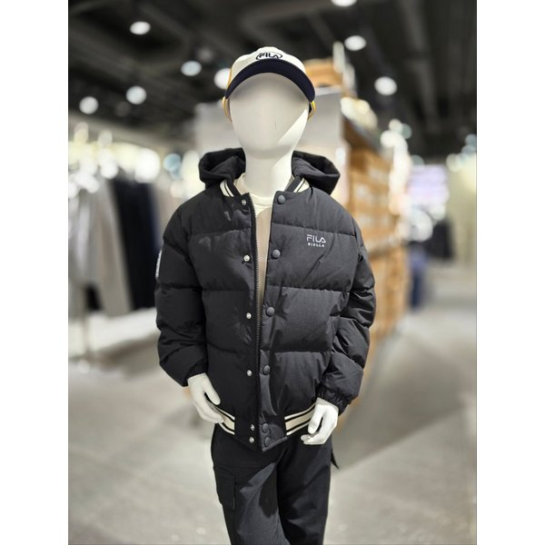 [파주점] 키즈 후드 탈착 바시티 다운 점퍼(FK2DJG4401X-BLK)