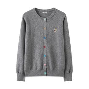 자수 라운드넥 레인보우 버튼 긴팔 가디건 WIDACD005_P415219866