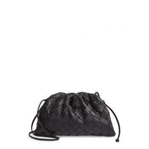 우먼 Bottega Veneta 스몰 더 파우치 만두백 레더 클러치백 Nero/ 실버 9276289