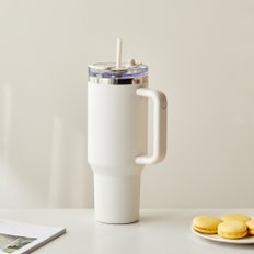 모던하우스 TO GO 대용량 투웨이 리드 텀블러 1200ml 빨대 포함 크림