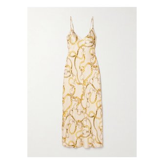 라정스 라장스 세리디 프린트 실크 새틴 미디 드레스 아이보리 1647597331579930