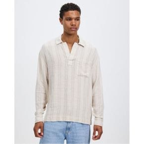 5225594 Abercrombie  Fitch Linen LS Popover - White Solid