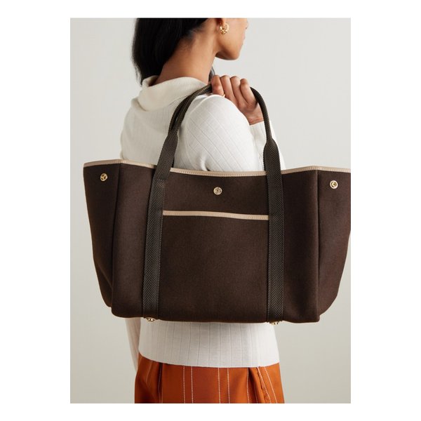 휘 드 베르누이 트라베르제 윕 가죽 웨빙 트리밍 플란넬 토트 초콜릿 46376663162918541