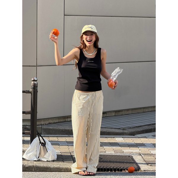 Melly Stripe Loose-fit Pants_BEIGE(315350)