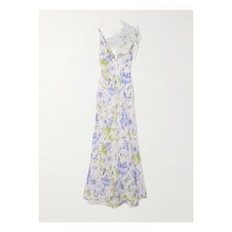 짐머만 나투라 아플리케 플로럴 프린트 리넨 실크 혼방 맥시 드레스 블루 1647597333544166