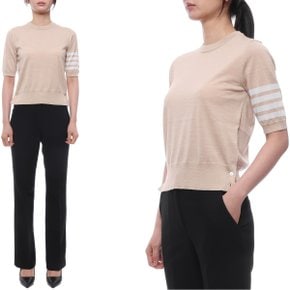 [부산점] 26SS 여성 사선 스트라이프 울 반팔니트 (FKA471B Y1014 260 26S)