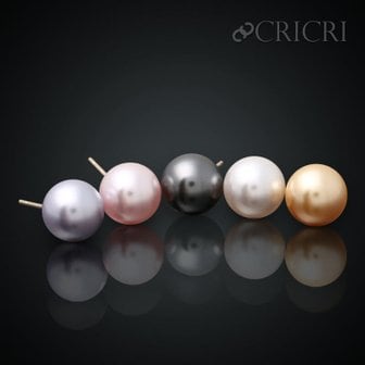 미니아트 14K 골드 데일리 심플 화이트 스와로브스키 컬러 진주 8mm 미니 금 귀걸이