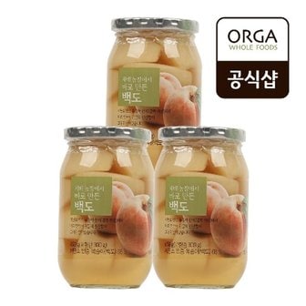 풀무원 [올가] 재배 농장에서 바로 만든 백도 복숭아 (450g X 3병)