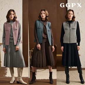 (최초가79,900원) GGPX 트위드 베스트 세트 3종(베스트+풀오버+스커트)