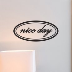 레트로 타원 nice day 심플 레터링 인테리어 스티커 - 스몰 (8773787)