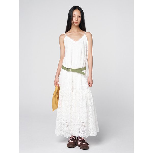 Sheer Lace Slip Dress White