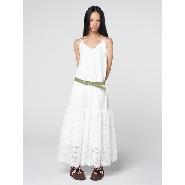 Sheer Lace Slip Dress White