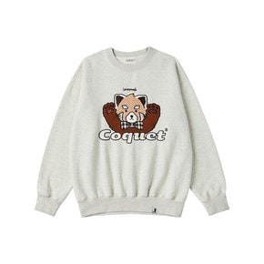 [ LESSER PANDA ] APPLIQUE FACE LOGO SWEATSHIRT [OVER-FIT] OATMEAL