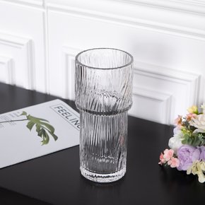 유리 글라스 원형 화병 볼드 24cm 꽃병 인테리어 장식 소품 투명 원예 용품 꽃꽂이 가드닝