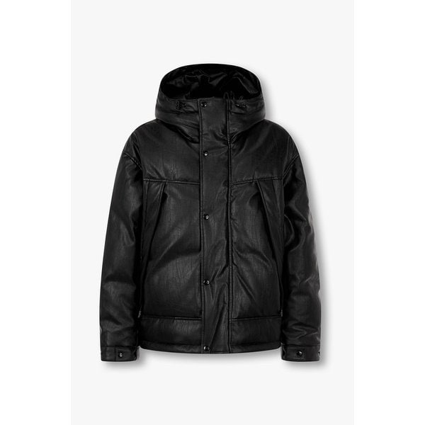 [MEN] 블랙 신세틱 레더 다운 점퍼 9155414514099