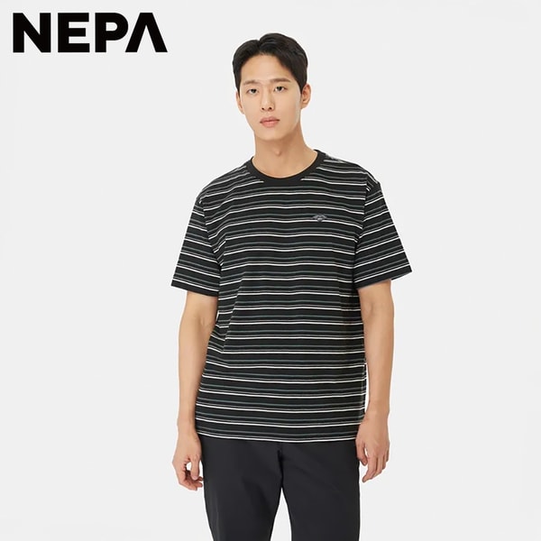 [부산점] 남성 면 스트라이프 반팔 라운드 티셔츠 7M35344