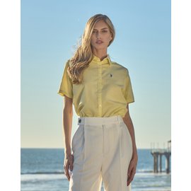 유에스폴로 [U.S. POLO ASSN.] SS 여성 여름 코튼 린넨 블렌디드 셔츠_L/YELLOW