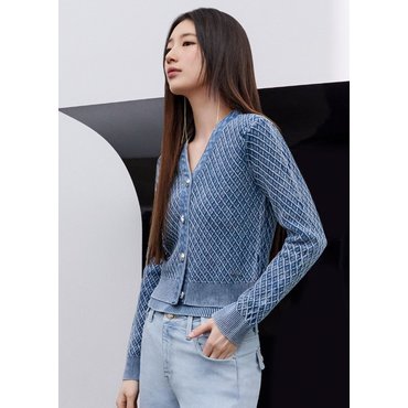 게스 YP2S1660  [SUZY] [블랙] 입체격자 스웨터 탑