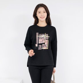 엄마옷 라운드 나그랑 패치 긴팔티셔츠 TS409078 중년여성의류/50대/60대/마담/빅사이즈