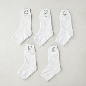 국산  중목양말 남녀공용 5켤레 세트-화이트