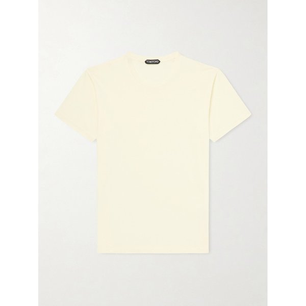 슬림핏 로고 자수 코튼 실크 블렌드 저지 티셔츠 46376663163003008