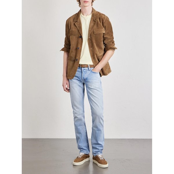 슬림핏 로고 자수 코튼 실크 블렌드 저지 티셔츠 46376663163003008