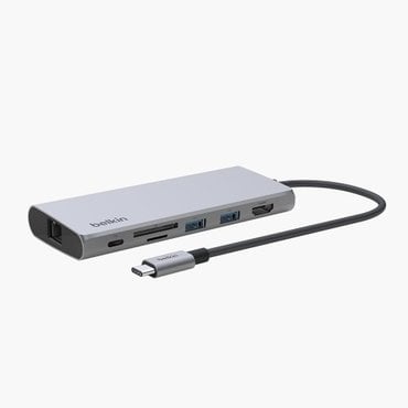 벨킨 7in1 USB C타입 멀티 허브 100W 기가비트 이더넷 4K 맥북 아이패드 M2 INC009bt