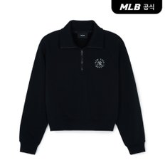 [코리아공식] 여성 베이직 원형로고 크롭 반집업 맨투맨 NY (Black)