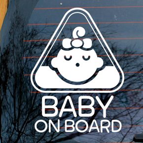 자동차스티커_사인마크 여아 Baby on board(화이트)