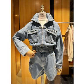 [시흥점] 여성 셔링 소매 아웃포켓 포인트 밴드넥 데님자켓(ER1DZ761)