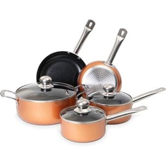  영국 모비엘 냄비 Non Stick Pots and Pans Set  Induction Hob 8pcs Kitchen Cookware with Lid