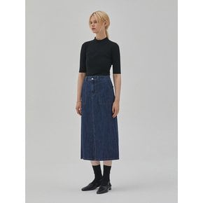 DENIM OUT POCKET BANDING SKIRT INDIGO