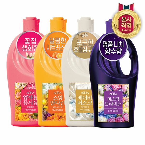 아우라 30일지속 초고농축 퍼퓸캡슐 섬유유연제 1L x 2개 (4종 중 택1)