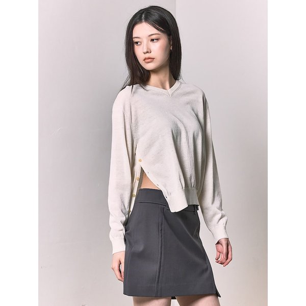 V Neck Knit Pullover  White (KE6251M041)