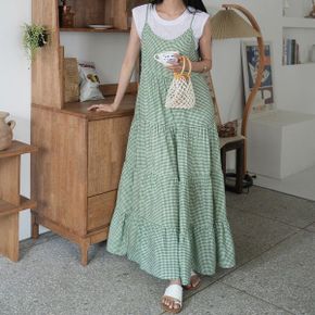 잔체크 뷔스티에 캉캉 원피스_P342124152