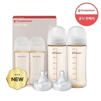 더블하트 모유실감 3세대 PPSU 젖병 베이직 트윈팩 330ml+젖꼭지(2입)