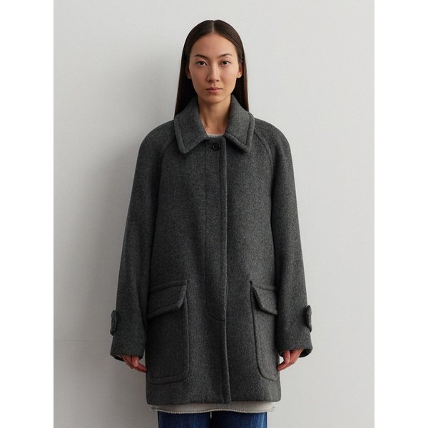Wool pocket half coat _ gray