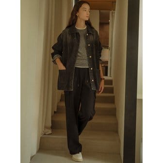 틸아이다이 Oversized washing denim trucker jacket(Black)