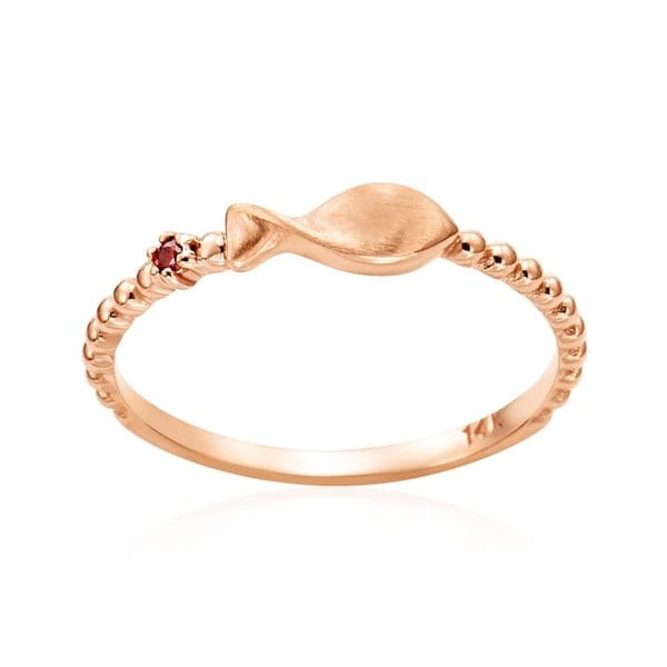 [비앤비골드] 14K 매트 물고기 각인 탄생석 커스텀 볼반지 SRS41941