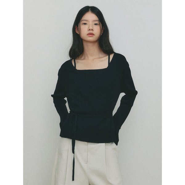 WOOL WRAP KNIT&SLEEVELESS(BK)