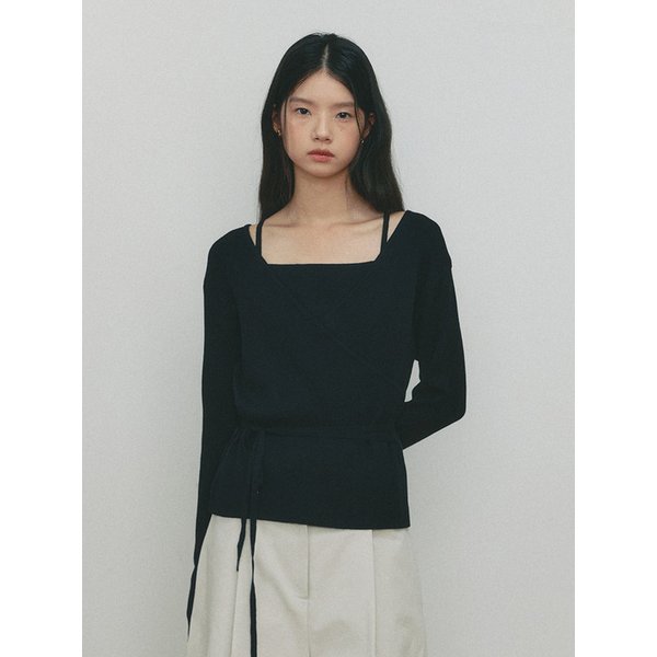 WOOL WRAP KNIT&SLEEVELESS(BK)