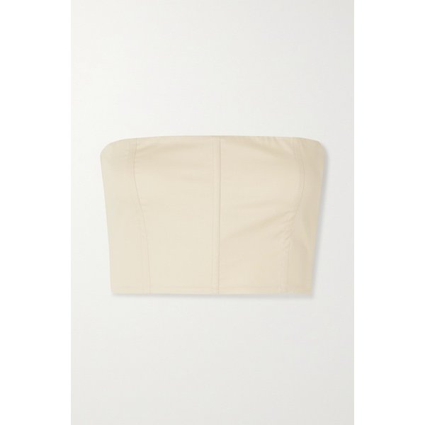 Hilde Strapless Cropped Cotton-poplin Bustier Top 화이트
