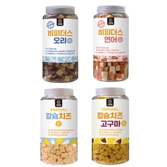  자연애 비피더스 연어와 오리 500g & 칼슘 고구마 치즈 450g 기호성 좋은 유산균함유간식