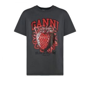 24 GREY RELAXED STRAWBERRY T-SHIRT (T3769 490) (그레이 릴렉스 스트로베리 반팔 티셔츠