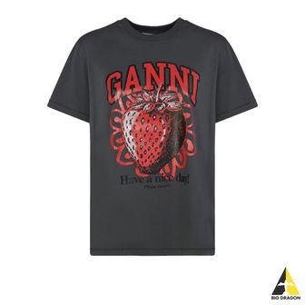 가니 24 GREY RELAXED STRAWBERRY T-SHIRT (T3769 490) (그레이 릴렉스 스트로베리 반팔 티셔츠