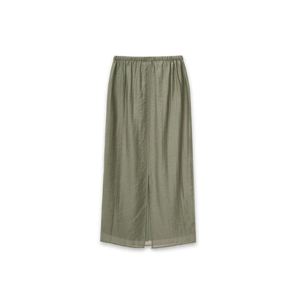 Long Banding Slit skirt Light Khaki