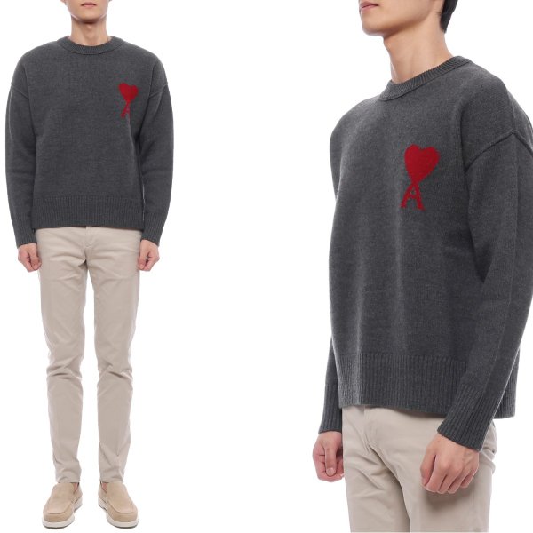 [부산점] 25FW 남성 하트 로고 울 니트 (UKS838 018 084 M 25F)