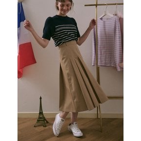 Cotton Pleated Midi Skirt