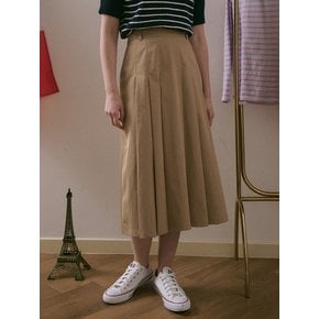 Cotton Pleated Midi Skirt