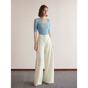 YY_High waist casual drape pants_2color